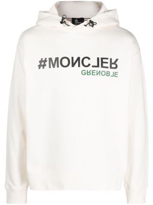 Moncler Grenoble logo-print cotton hoodie - White