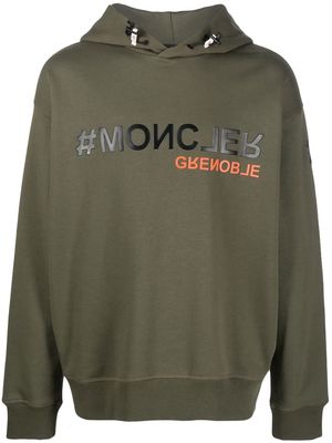 Moncler Grenoble logo-print detail hoodie - Green