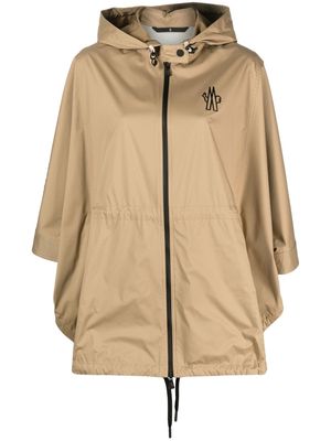 Moncler Grenoble logo-print hooded parka coat - Neutrals