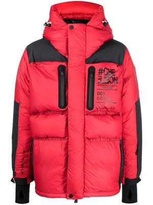 Moncler Grenoble logo-print padded hooded jacket - Red