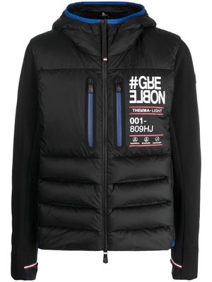 Moncler Grenoble logo print quilted hooded jacket - Black