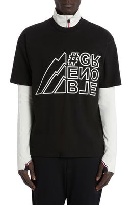 Moncler Grenoble Mountain Logo Graphic T-Shirt in Black