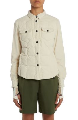 Moncler Grenoble Nangy Quilted Stretch Corduroy Down Shacket in White