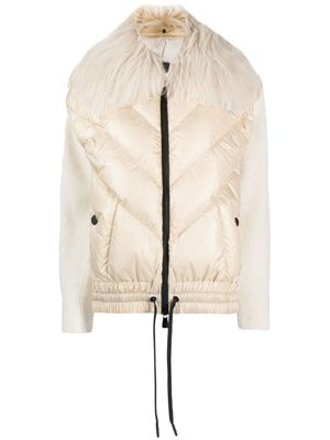 Moncler Grenoble panelled knitted down jacket - Neutrals