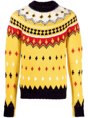 Moncler Grenoble patterned-jacquard crew-neck jumper - Yellow