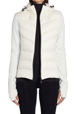Moncler Grenoble Quilted Down & Fleece Hooded Cardigan in White