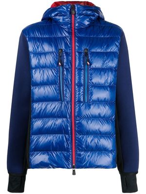 Moncler Grenoble quilted-panel fleece hooded jacket - Blue