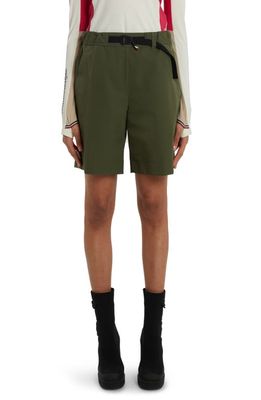 Moncler Grenoble Water Repellent Belted Technical Stretch Nylon Shorts in Military Green