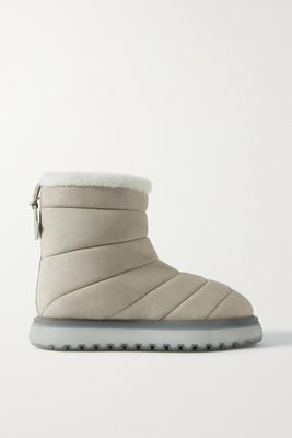 Moncler - Hermosa Shearling-lined Suede Ankle Boots - Neutrals