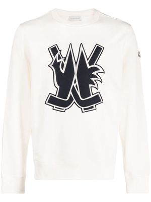 Moncler Hockey logo-patch cotton sweatshirt - White