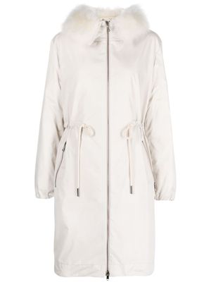 Moncler hooded zip-up midi coat - Neutrals