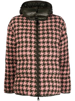 Moncler houndstooth hooded puffer jacket - Green