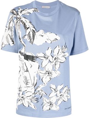 Moncler illustration-print cotton T-shirt - Blue