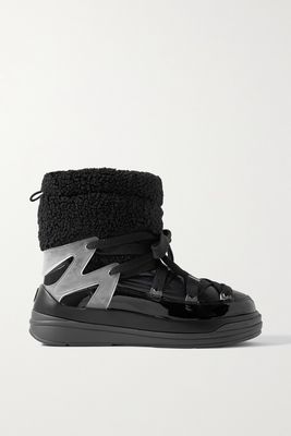 Moncler - Insolux M Rubber-trimmed Fleece, Shell And Patent-leather Snow Boots - Black