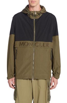 Moncler Joly Hooded Nylon Jacket in Olive Black