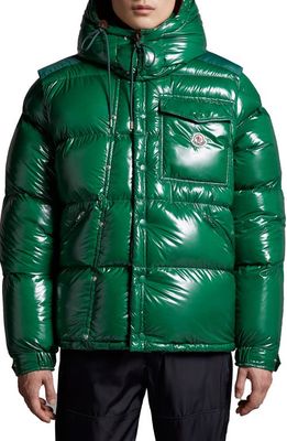Moncler Karakorum Ripstop Convertible Down Jacket in Green