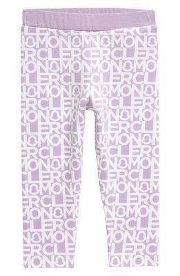 Moncler Kids' Allover Logo Leggings in Purple Print