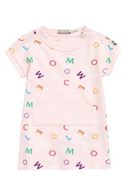 Moncler Kids' Allover Logo Short Sleeve Stretch Cotton Sweatshirt Dress in Multi