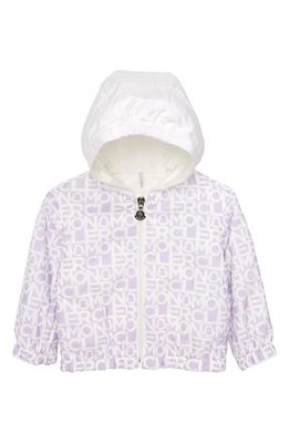 Moncler Kids' Alose Hooded Logo Print Jacket in Purple Print