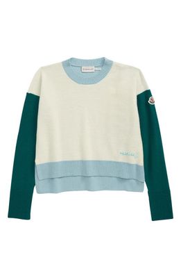 Moncler Kids' Colorblock Wool Sweater in White