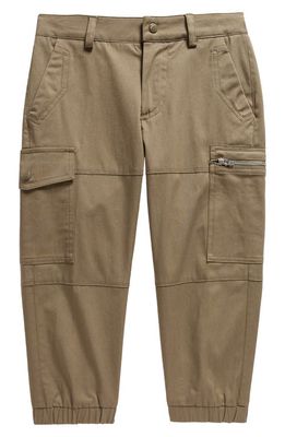 Moncler Kids' Cotton Cargo Pants in Olive Green
