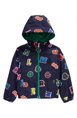 Moncler Kids' Delbee Reversible Hooded Jacket in Navy Multi