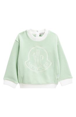 Moncler Kids' Embroidered Logo Fleece Sweatshirt in Green