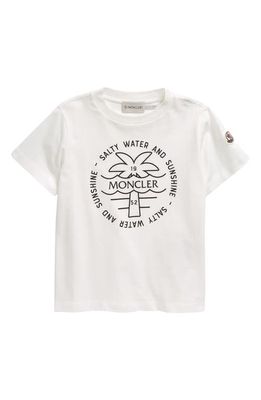 Moncler Kids' Logo Cotton Graphic T-Shirt in Silk White