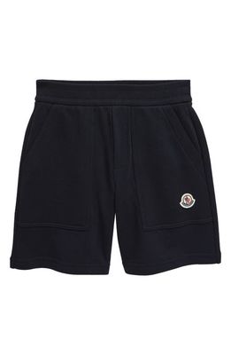 Moncler Kids' Logo Cotton Shorts in Navy