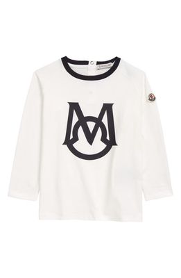 Moncler Kids' Logo Long Sleeve Stretch Cotton T-Shirt in White