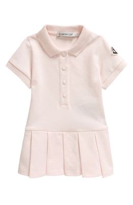 Moncler Kids' Logo Patch Pleated Piqué Polo Dress in Pink