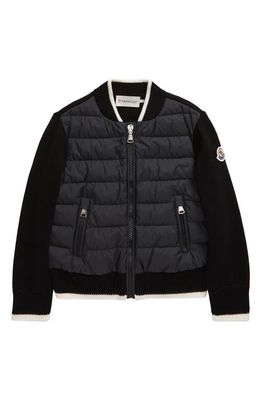 Moncler Kids' Mixed Media Quilted Down Jacket in Black