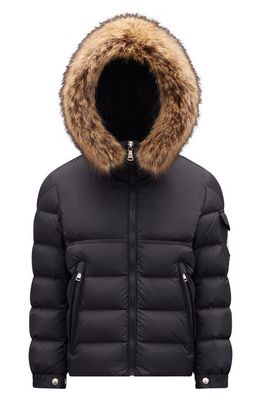 Moncler Kids' New Bryonf Down Jacket with Faux Fur Trim in Black
