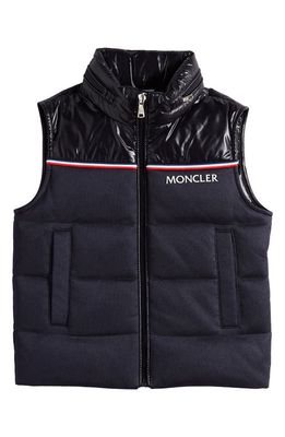 Moncler Kids' Peter Mixed Media Down Vest in Blue Navy