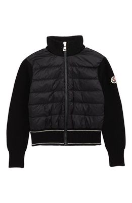 Moncler Kids' Quilted Down & Knit Jacket in Black