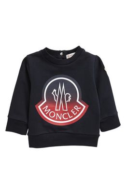 Moncler Kids' Stretch Cotton Logo Graphic Sweatshirt in Blue Navy