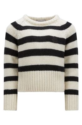 Moncler Kids' Stripe Virgin Wool Sweater in White