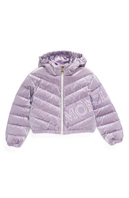 Moncler Kids' Vonnes Logo Hooded Down Coat in Purple
