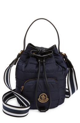 Moncler Kilia Quilted Crossbody Bucket Bag in Navy