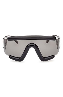 Moncler Lancer Shield Sunglasses in Black Transp. Grey /Smoke