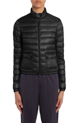 Moncler Lans Channel Quilted Down Moto Jacket in Black