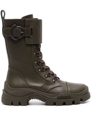 Moncler Larue lace-up leather boots - Green