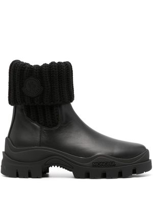 Moncler Larue ribbed-knit leather boots - Black