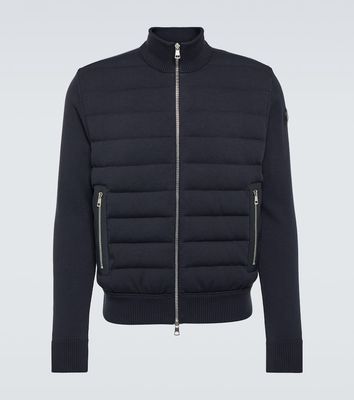 Moncler Leather-trimmed cotton cardigan