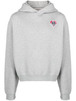 Moncler logo-appliqué cotton hoodie - Grey