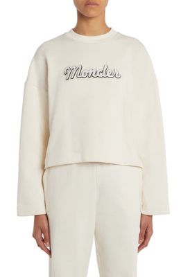 Moncler Logo Appliqué Crop Sweatshirt in White