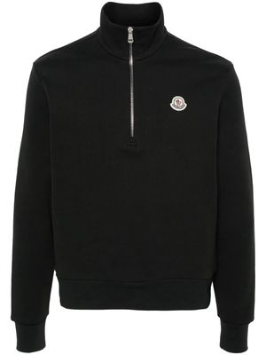 Moncler logo-appliqué half-zipped sweatshirt - Black