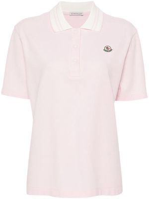 Moncler logo-appliqué polo shirt - Pink