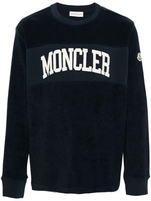 Moncler logo-appliqué terrycloth sweatshirt - Blue