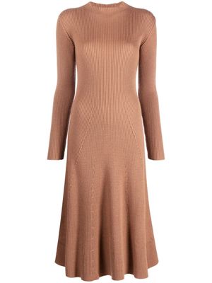 Moncler logo-appliqué wool-blend dress - Brown